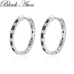 Black Awn 2024 New Square Circle Hoop Earrings For Women Shiny Cubic Zircon Earring Trend Party Jewelry Couple Gift  I268