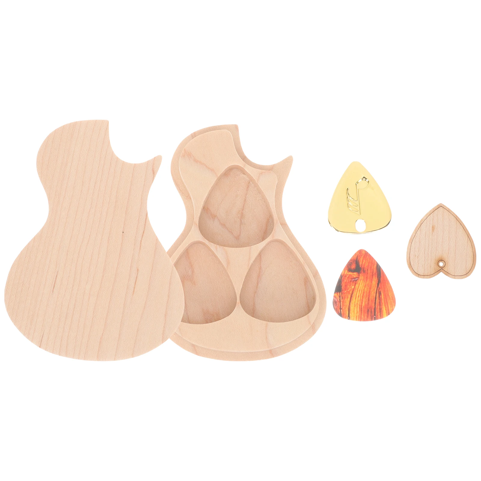 

Wooden Guitar Pick Case Customizable Gifts Picks HolderGuitar Shape Storage Personalized Accessories Cool Presents Musical