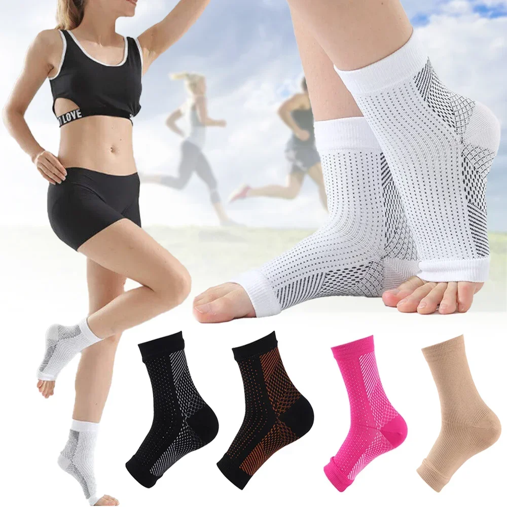 1 Pair Sports Compression Socks To Relieve Heel and Arch Pain Neuropathy Socks Breathable Elastic Ankle Socks