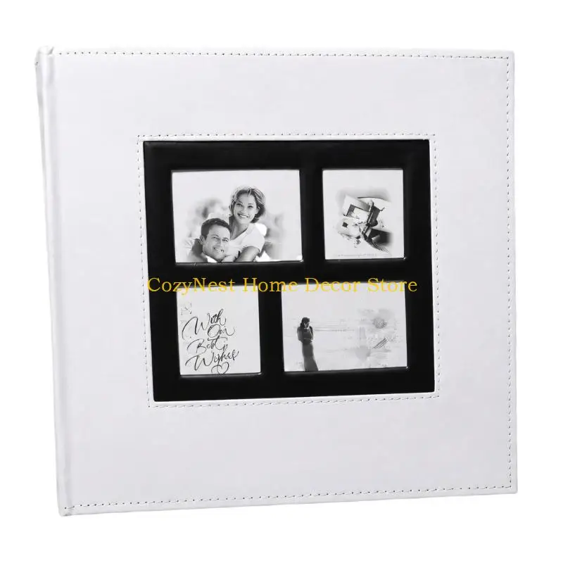92MF Photo Storage Album with Four Cover Displays, Insert Sleeves, and a Plain-Textured PU Cover for Browsing Photographs