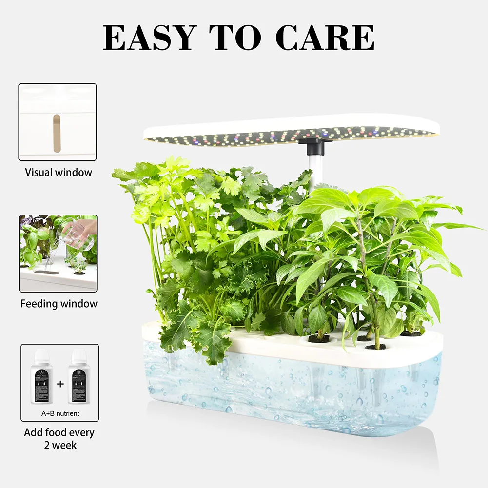 Sistema de cultivo hidropónico para jardín, Kit de hierbas para interior, temporizador automático, luces LED de cultivo, bomba de agua inteligente para macetas de flores para el hogar