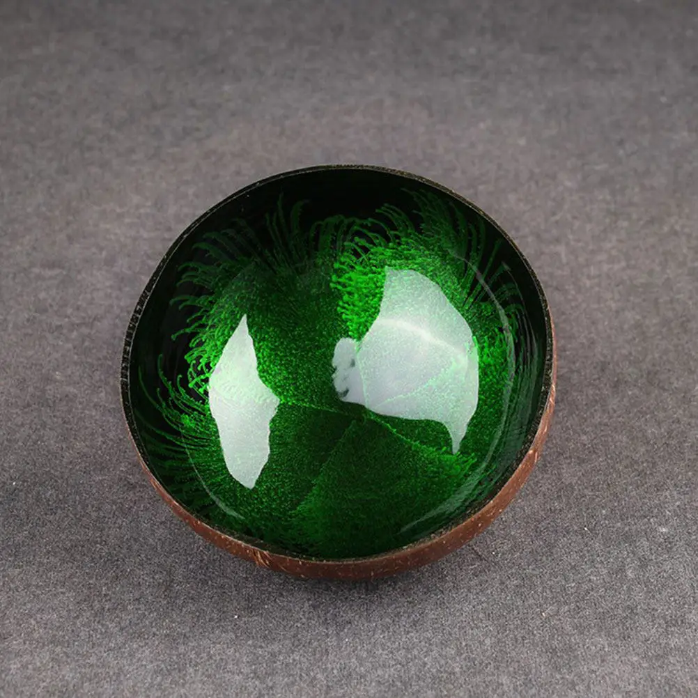 2Pcs Natural Coconut Shell Bowl Eco Friendly Decorative Candy Container Storage Sundries Holder Desktop Decoration Green