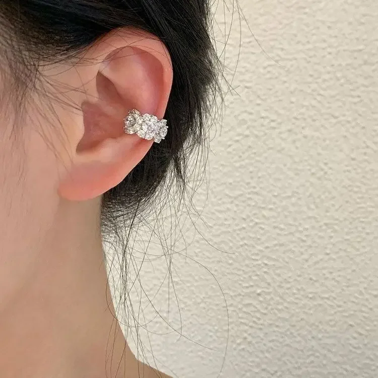 Shiny Zircon Adjustable Ear Clip for Women Girls Exquisite Metal Ear Cuff Earrings Without Ear Holes Engagement Date Jewelry