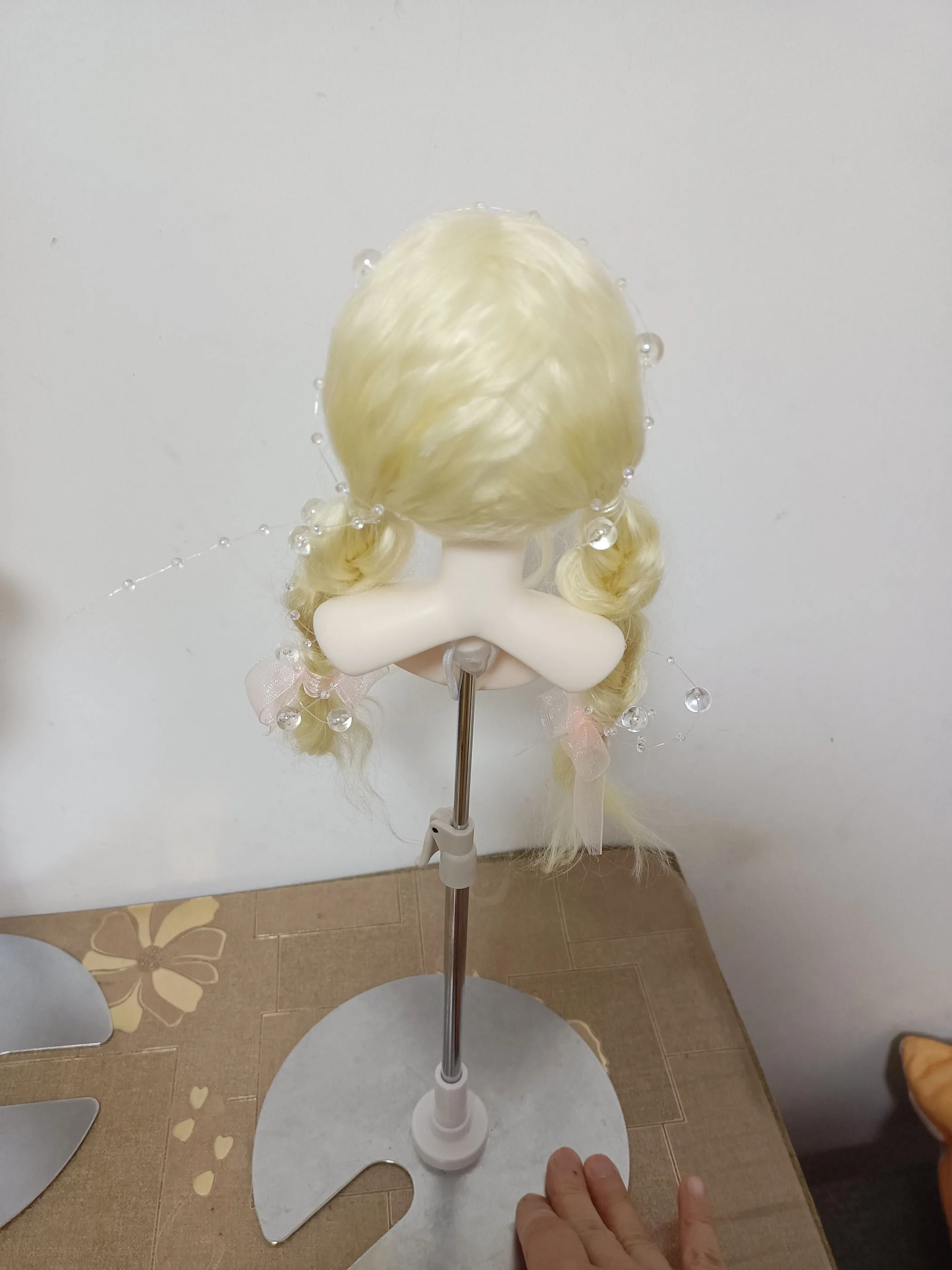 Hardhead Shell 1/4 BJD Doll Mohair Wig, Light Gold Small Roll Wig Free Shipping