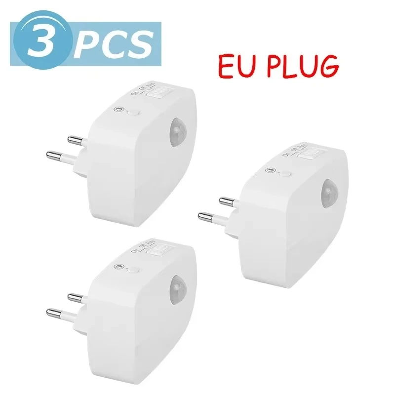 Mini-LED-Nachtlicht, PIR-Bewegungsmelder, Lampe, 3 Modi, Nachtlampe, Schlafzimmer, Nachttischlampen, EU-Stecker für Schrank, Flur, Badezimmer