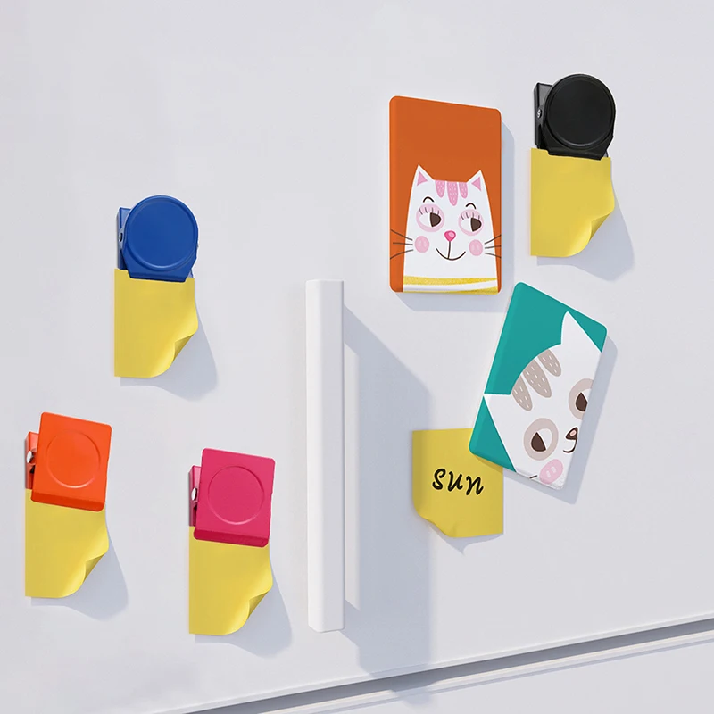 مشابك مغناطيسية للثلاجات، مشابك مغناطيسية صغيرة ملونة، مشابك مذكرة، مشابك صور مستديرة، مناسبة للاستخدام المنزلي والمكتبي