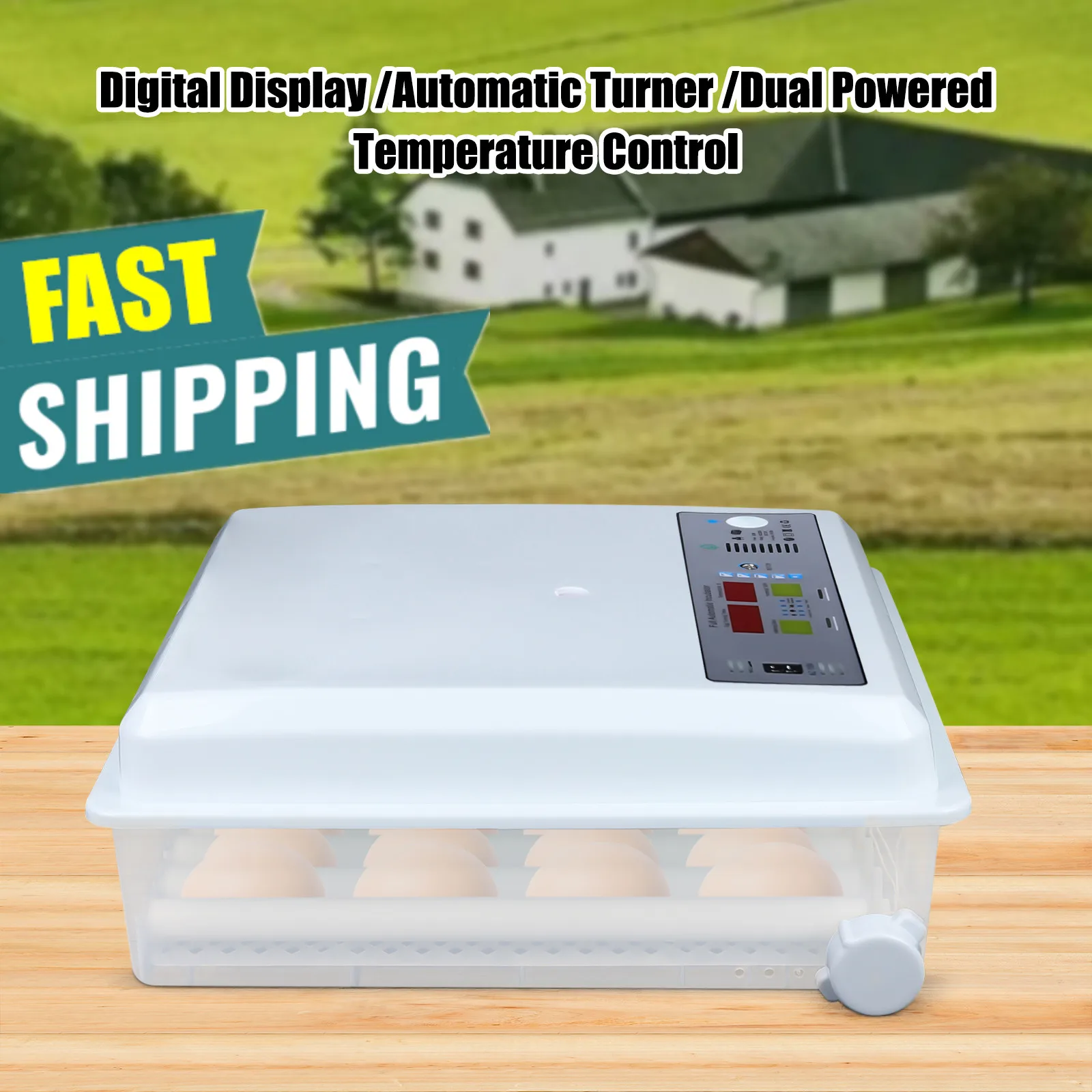 64-Egg Single-Layer Incubators, Poultry Incubators, Automatic Egg Rotation 360° Heat & Adjustable Automatic Egg Distance