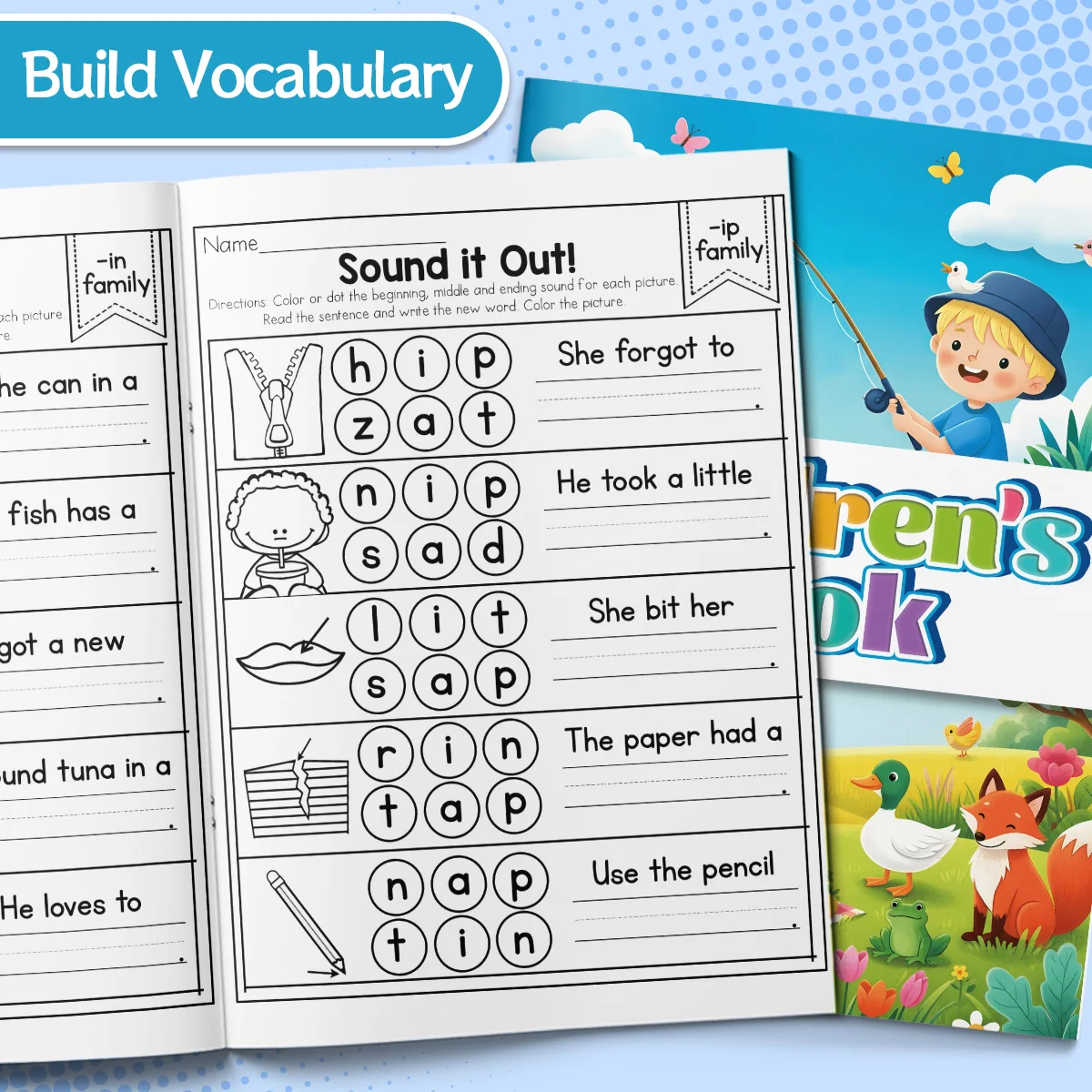 Kids English Word Coloring Book, Cute Cartoon Patterns, Preschool Early Learning Activity Book, Improve Toddler Hands-on Ability