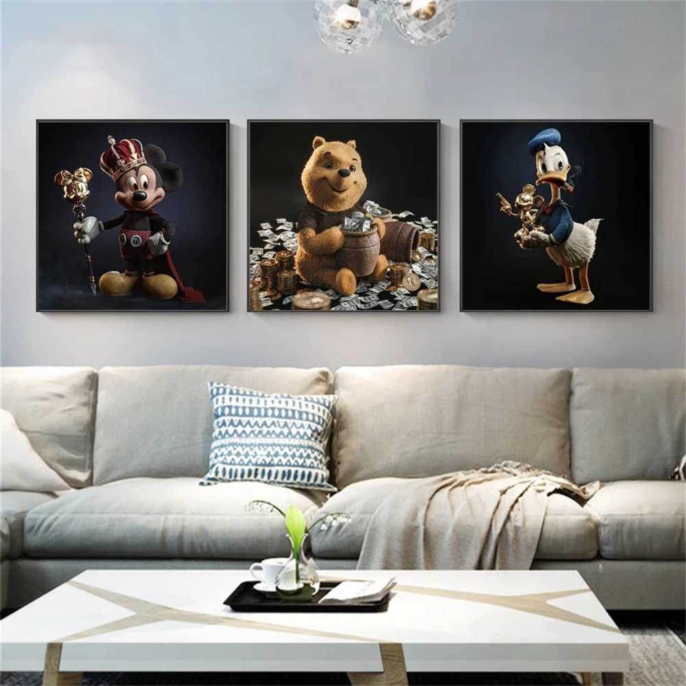 

Disney Mickey Mouse Art Canvas Painting Funny King Mickey Mouse Wall Poster Prints Living Room Home Pictures Decor