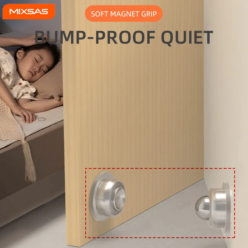 

MIXSAS Silicone Magnetic Door Stopper Silent Suction Door Suck Hotel Household Mute Touch Anti-collision No Punching Door Stoppe