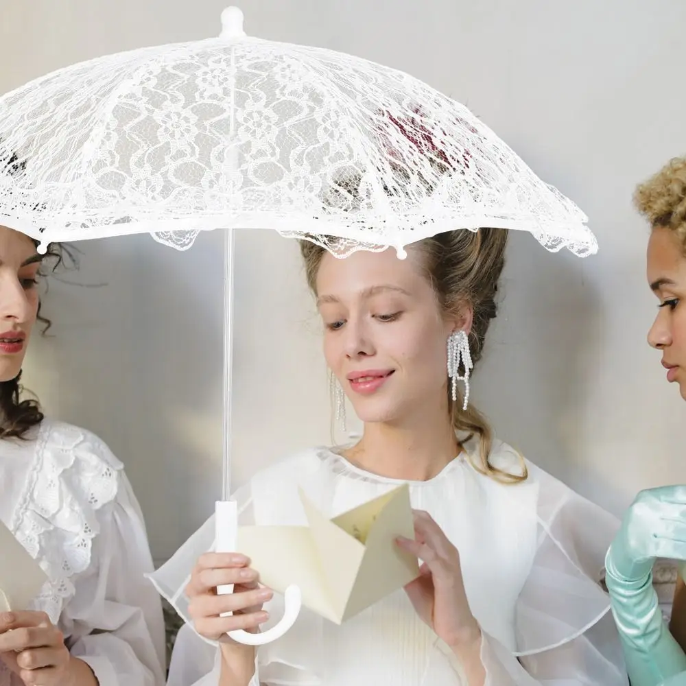 

Elegant Lace Women's Lace Umbrellas Hollowed Out Floral Patterns Mini Bridal Umbrella Lolita Delicate Bride Prop Umbrella