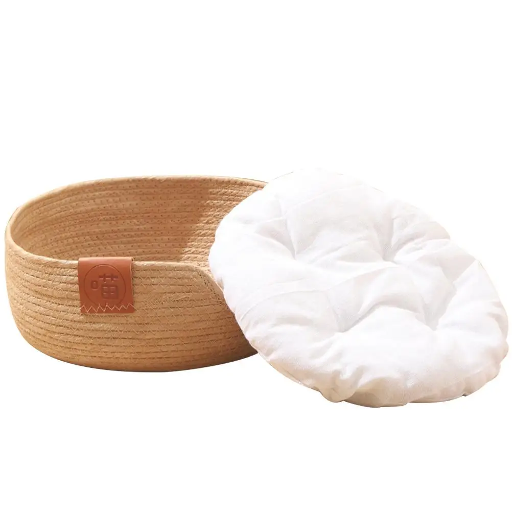 

Summer Cat Bed Woven Basket Medium Size Random Color Cool Breathable Pet House Pad Nest Cats Use Pet Supply Summer Bed