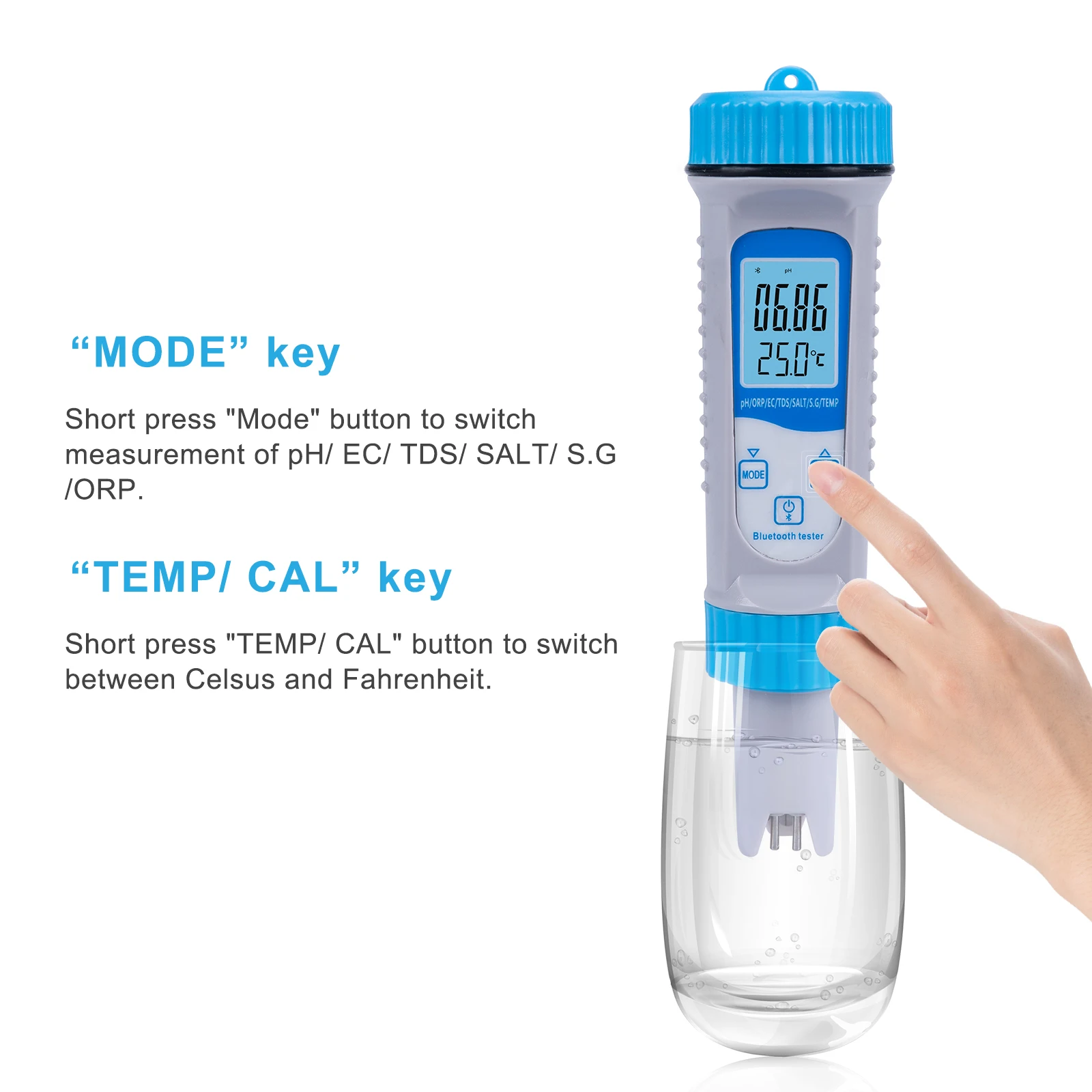 Imagem -03 - Lepmerk-novo em ph Tds ce Orp Salinidade s Qualidade da Água para Água Potável Medidor de Temperatura Aquários ph Meter g