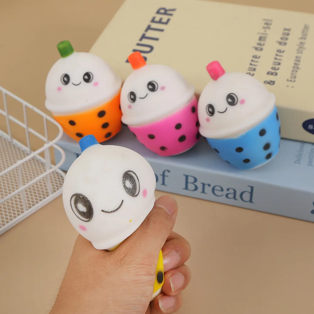 Novelty Slow Rebound Toy Artifact Cute Stress Relieving Pinching Joy Milk Tea Cup Stretch Squeeze Fidget Toys for Adults Day