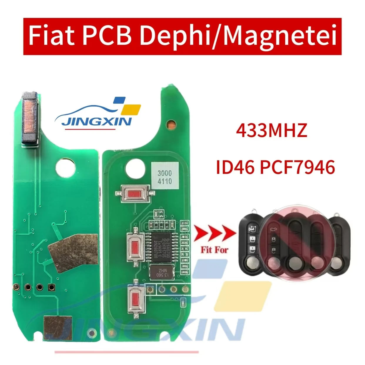 Jingxin Remote Car Key PCB Board 433MHZ ID46 7946Chip For Fiat 500 Panda Bravo Punto Ducato Stilo DEPHI Magnetti System car key