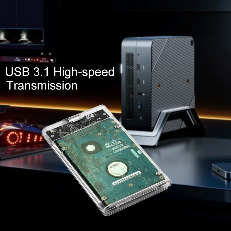 Type-C 3.1 SSD Case Enclosure Box 2.5 HDD SATA To USB 3.0 With 5Gbps Adapter External Housing Hard Drive Box Transparent/Black
