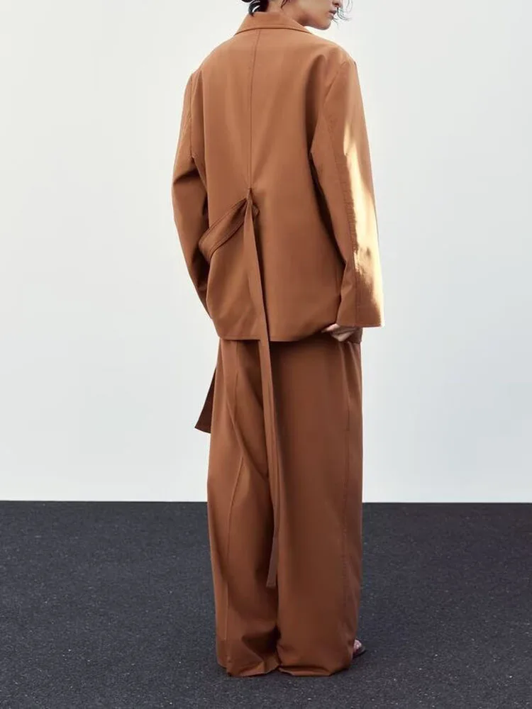 Abito da donna nuovo arrivo primaverile Jaet Pantaloni a pieghe a vita alta Lungo Sve abbottonatura Faionable Set da due pezzi Abbigliamento da lavoro