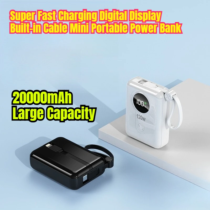 

20000mAh Large Capacity Super Fast Charging Digital Display Built-in Cable Mini Portable Power Bank