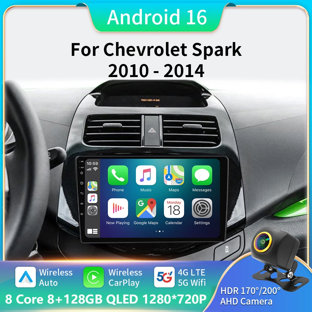 

Android Car DVD Radio Stereo For Chevrolet Spark 2010 2011 2012 2013 2014 Auto Multimidia Player GPS Navigation 5G Carplay 2DIN