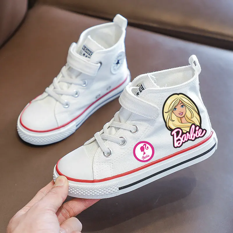 Kids Cute canvas Shoes Girls Barbie Shoes Student Outdoor Children Tennis Shoes Sport Baby Casual Sneakers White Shoes Size26-36