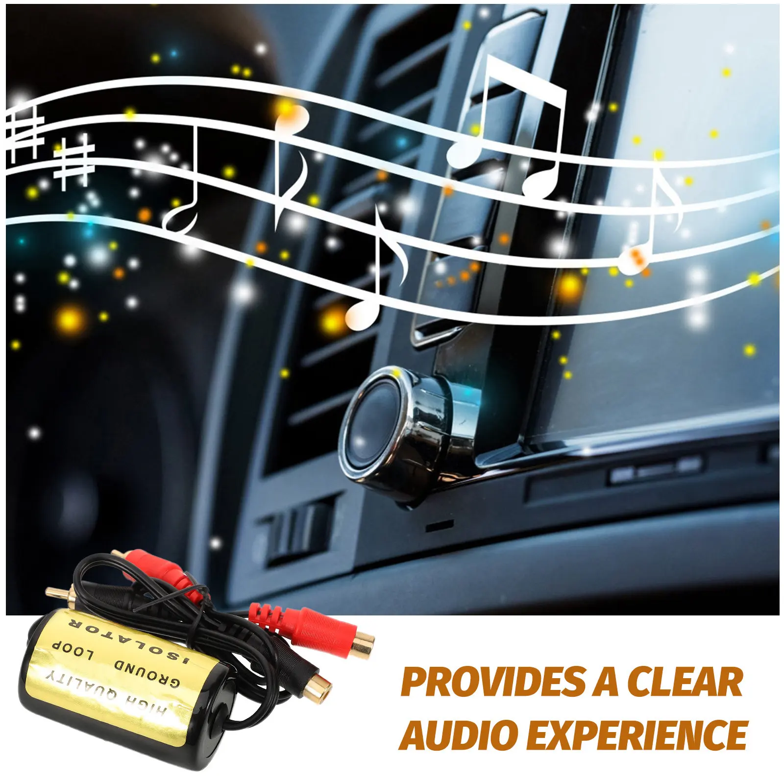 Car Audio Ground Loop Isolator Noise Filter High-Efficiency Signal Noise Suppressor Clear Sound for Vehicle