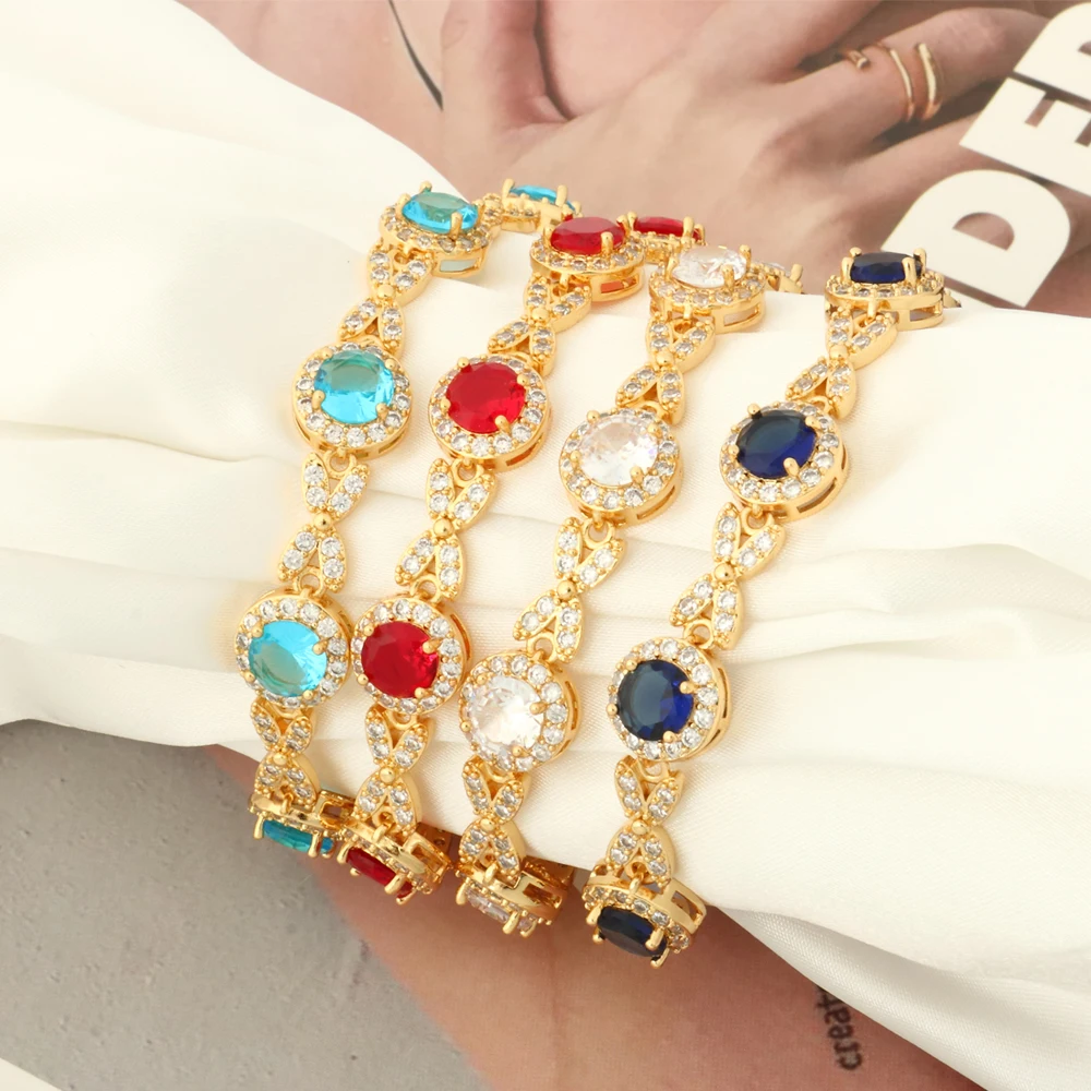 NYH Fashion Round Colored Zircon Exquisite Bracelet For Women Daily Wear