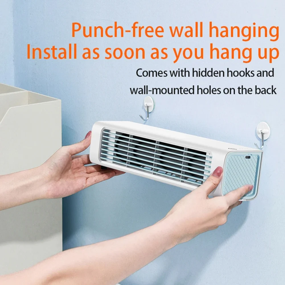 

3000 мАч Башенный вентилятор Настенный безлистный вентилятор 3 режима Бесшумный вентилятор кондиционера Сильный ветер Электрический вентилятор для домашнего офиса Спальня