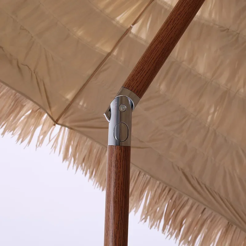 Large simulated straw sunscreen umbrella, seaside sun pavilion outdoor parasol, beach  courtyard umbrella