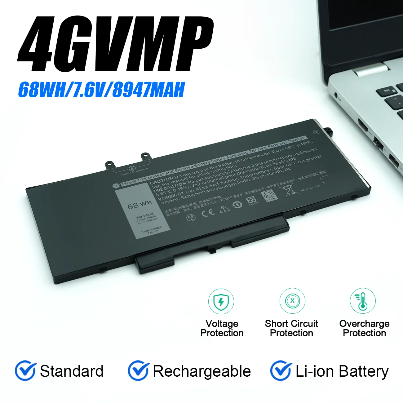 Batería de ordenador portátil 4GVMP para Dell Latitude 5400 5500 Precision 3540 Inspiron 7590 7591 7791 2 en 1 P84F P42E R8D7N