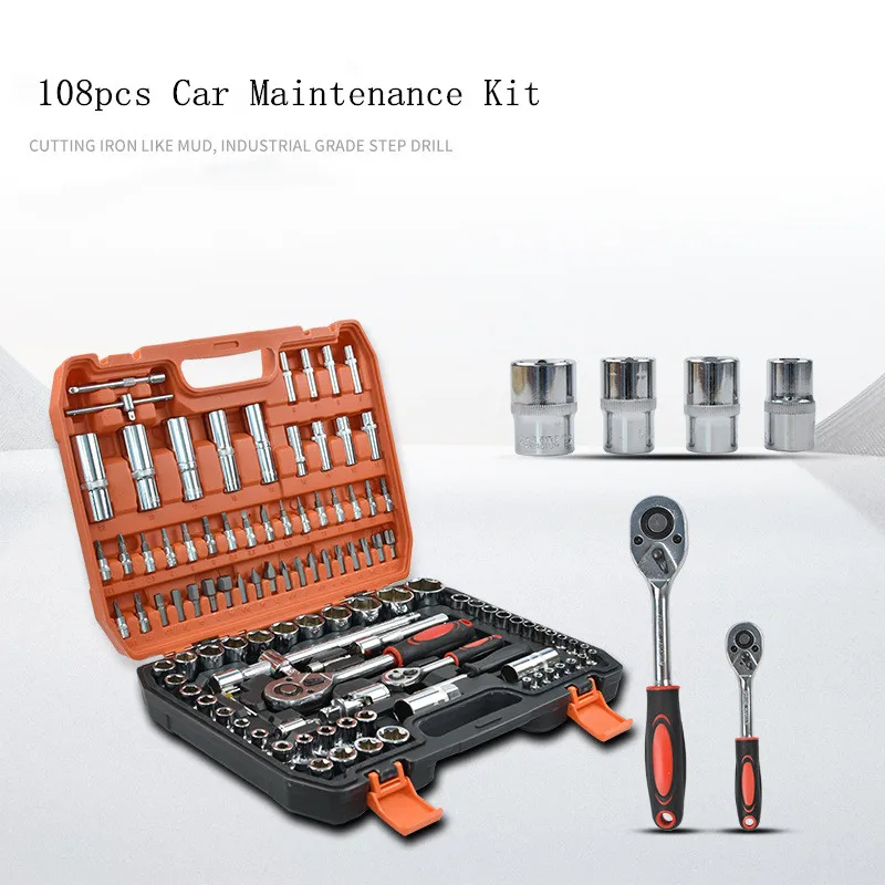 

108pcs Hand Tool Sets Car Repair Tool Kit Set Mechanical Tools Box for Home Socket Wrench Set Ratchet Screwdriver Kit