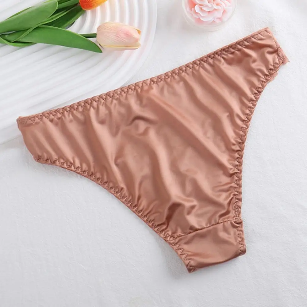 Low-waisted Women Underwear Elastic Low-cut Women Underwear Elegant Floral Lace Trim Low-waist Women's Panties for Daily Wear