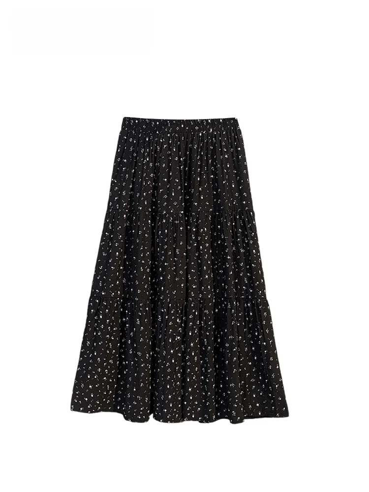 

High Waist Floral Half Skirt for plus Size Women Summer Slimming Meat Covering Versatile Dresses Cotton 95% Viscose 5%