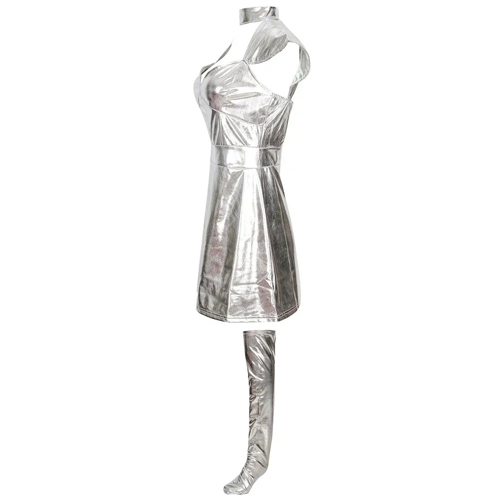 Schönes Sexy Damen-Halloween-Weltraumkostüm Cosplay Planet Silber Mann Uniform Bühnenkostüm Astronauten-Kostüm – Detail 8