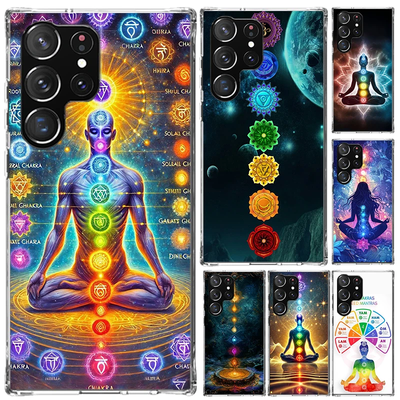 Yoga Chakra Spiritual Energy Universe Phone Case for Samsung Galaxy S26 S24 S23 Ultra S25 Edge S22 S21 Plus S20 FE + Soft Print