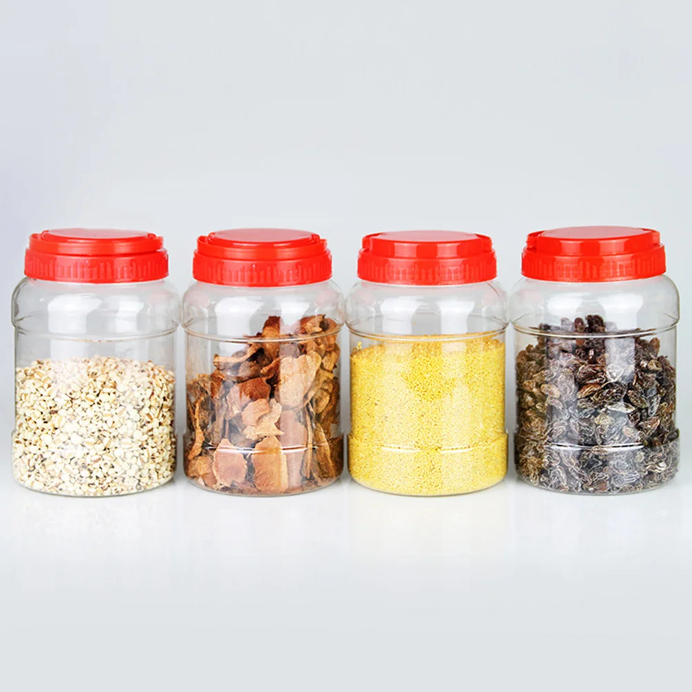 2 Pcs Transparent Storage Tank Home Containers Kitchen Plastic Jars Tea Canister Pet Sealed Food The