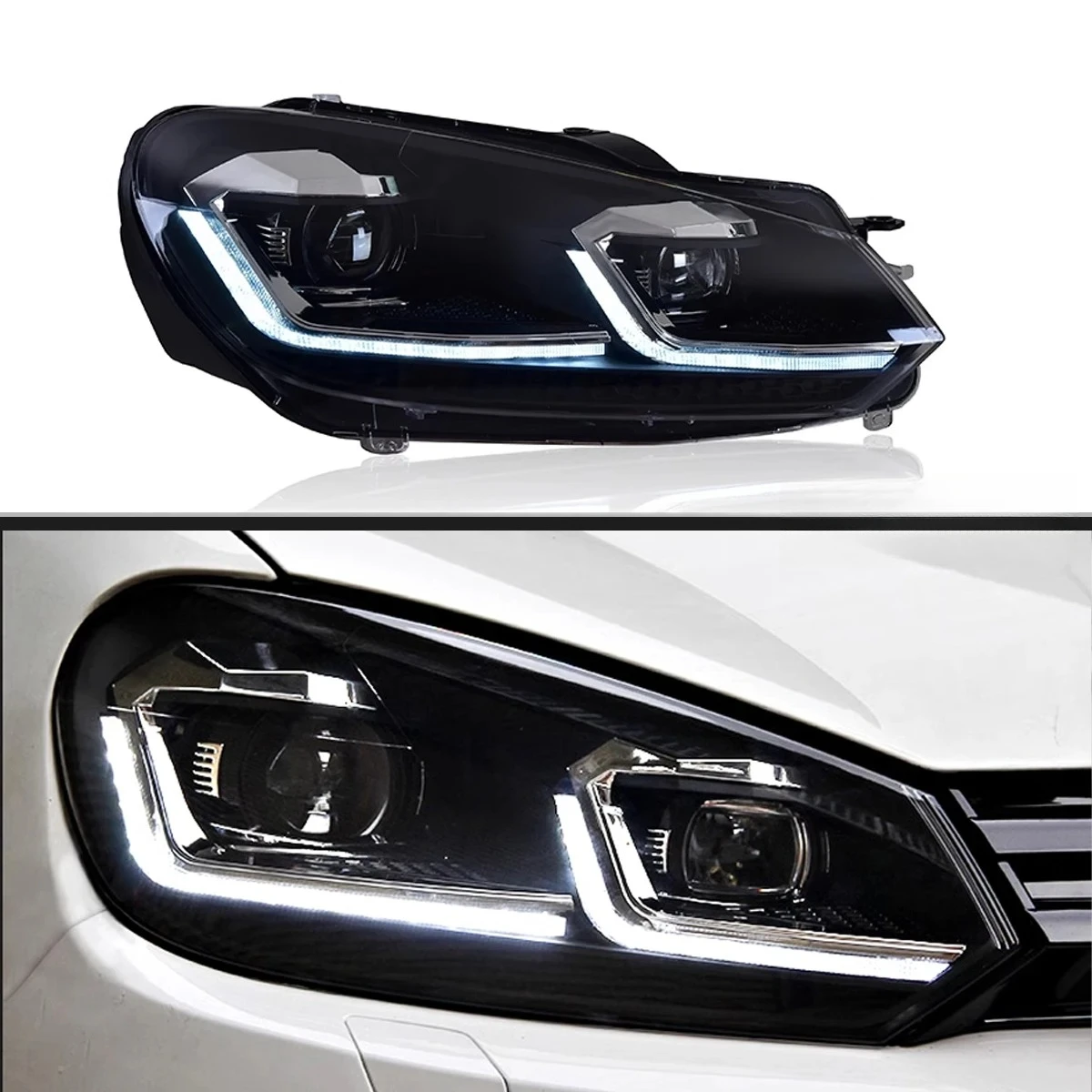 

STLFCar фары для VolkswagenGolf6 MK6 2009-2012 светодиодные автомобильные лампы дневные ходовые огни динамические указатели поворота автомобильные аксессуары