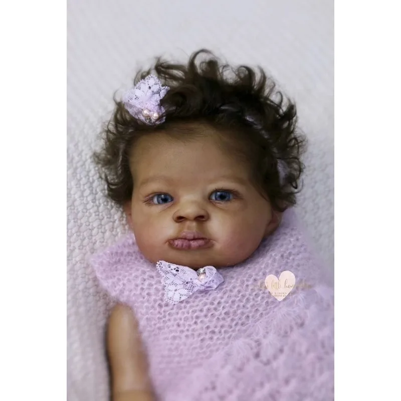 20 Inch Dark Skin DIY Doll Kit Lanny with Body Cloth Unfinished Reborn Doll Kit