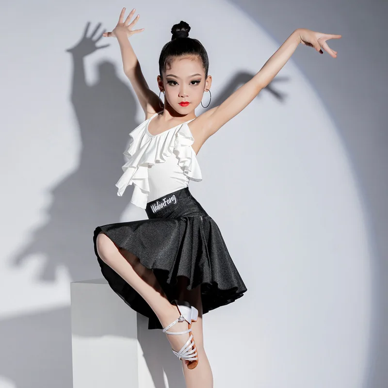 Children's Latin Dance Suit Girls Competition Suit New Practice Suit Split