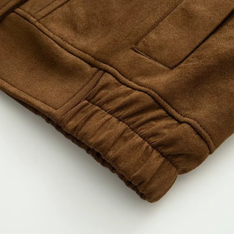 KEYANKETIAN 2025 가을겨울 신상 여성 의류 아메리칸 레트로 스웨이드 스탠드업 칼라 방풍 모터사이클 재킷 여성 코트