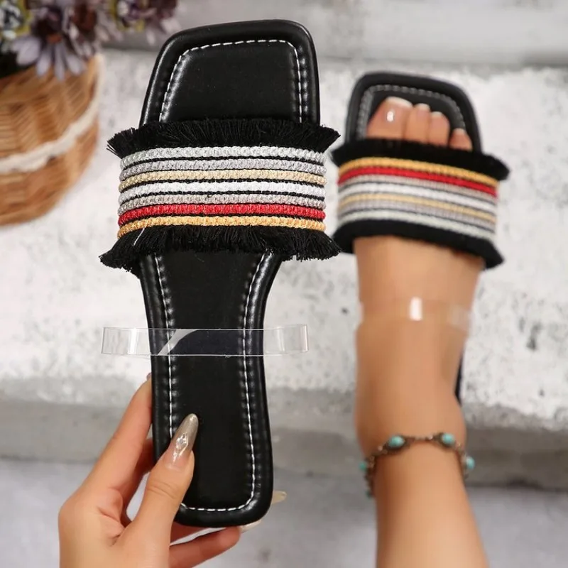 

Fashionable Classic Simplicity Sandals Slides Women New Slippers Cloth Cover Letter Outdoor Casual Flat Bottom Slippers Women 43