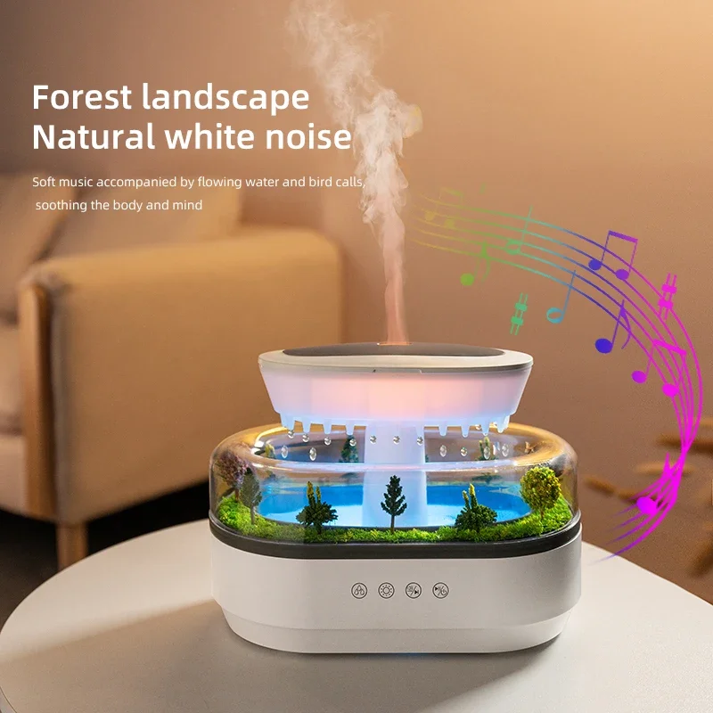 Music and LED light ultrasonic essential oil humidifier, raindrop aroma diffuser