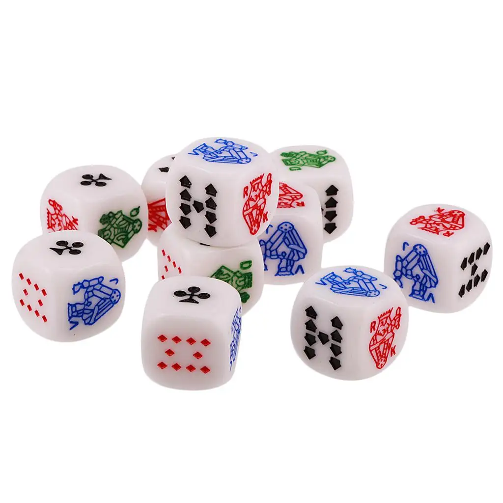 10pcs Six Sided Dice Set for Party Pub Bar Card Board Game Toys