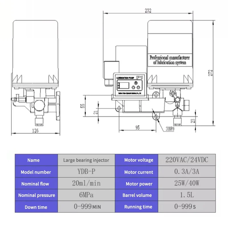 YDB-P 1.5L Automatic Grease Lubrication Pump Electric Oil Lubricator Butter Lubricating System CNC Digital Display DC24V/AC220V