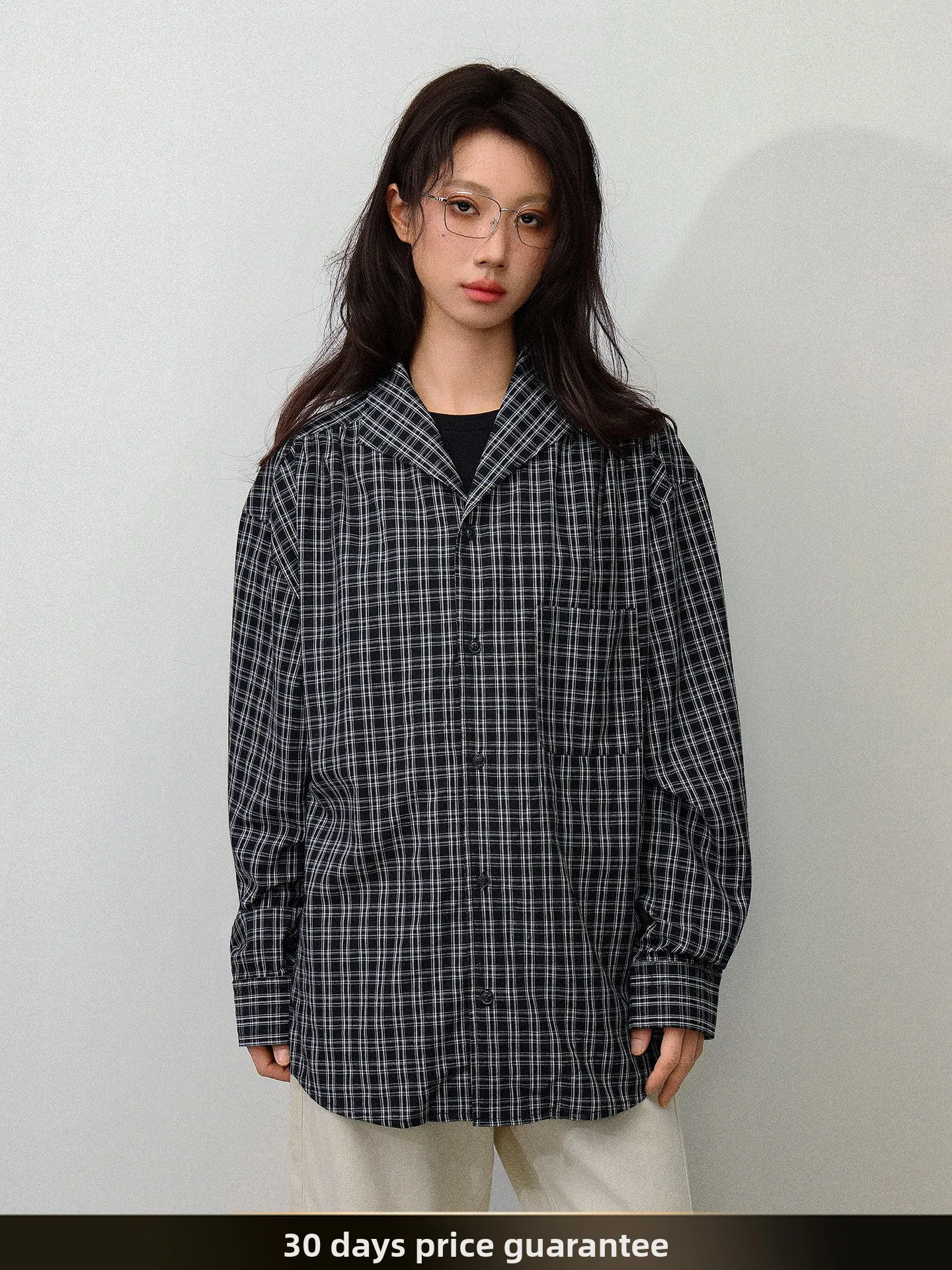 

Classic American Retro Plaid Button Long Sve irt Loose Casual Collar Autumn New Sle Couple's irt Cotton Youth Faion