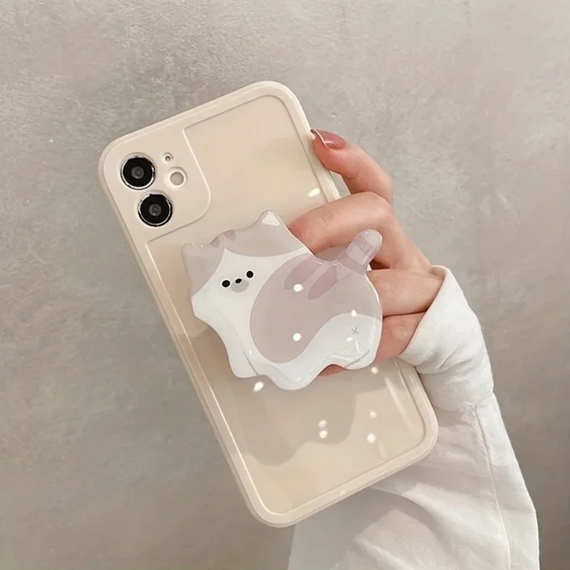 

2025 Cute 3D Cat Acrylic Phone Holder Foldable Adjustable Grip Stand for iPhone 16 Samsung Xiaomi Korean Finger Ring Stand