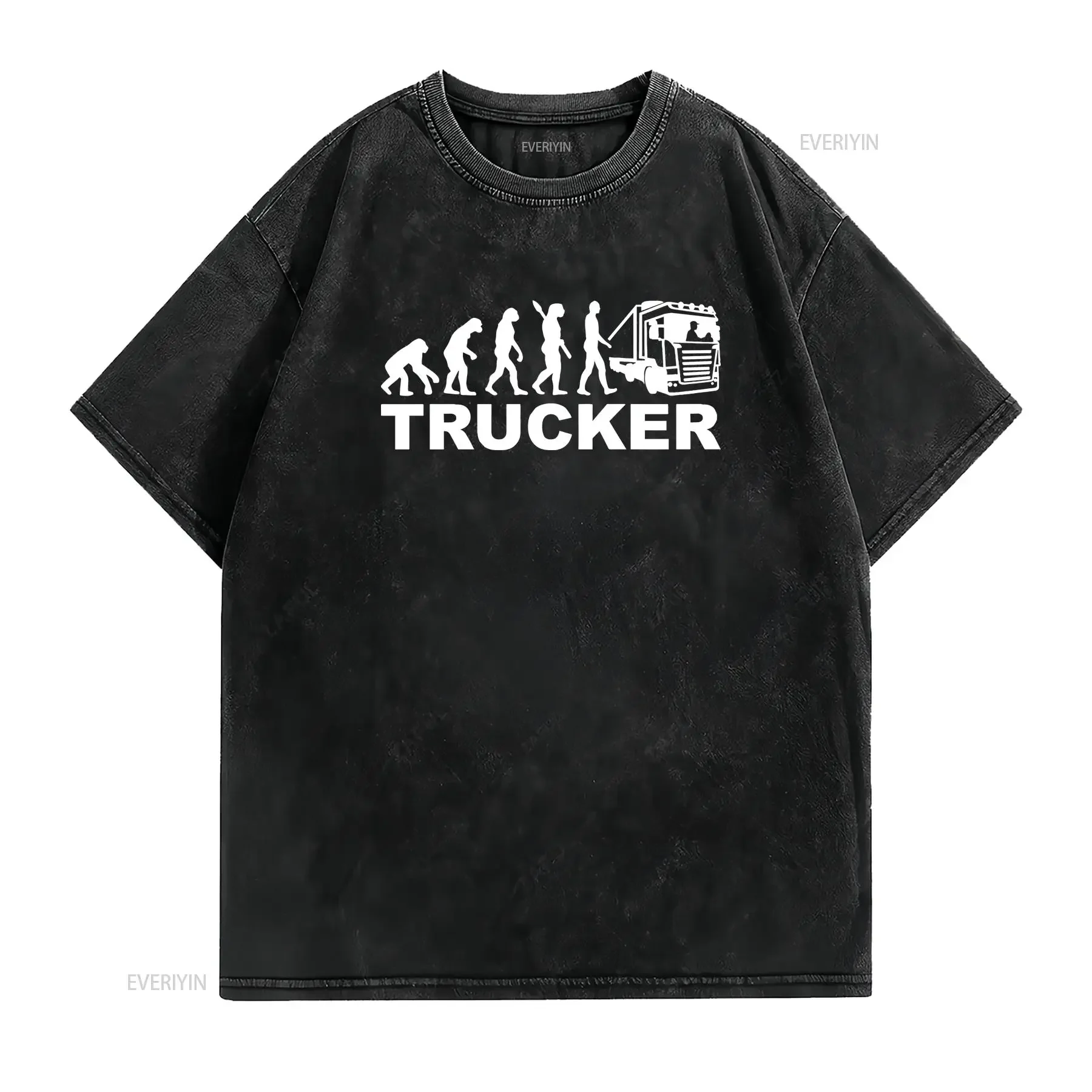 Evolution Human To Truckers T Shirt Men Funny Retro Classic Adventure Lover Workwear Adults Kids Top vintage Washed Stylish