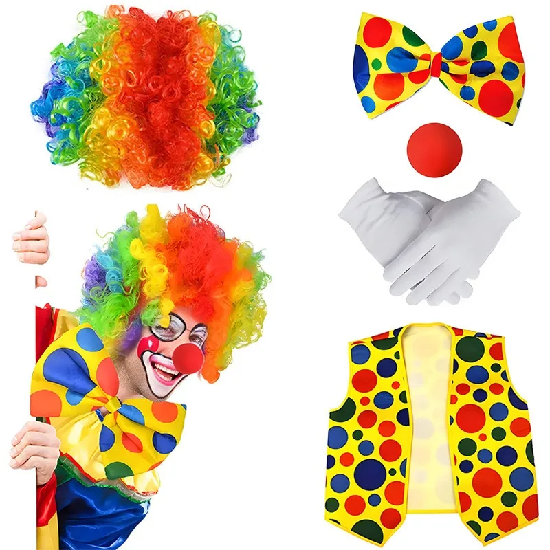 

2 компл. Хэллоуин клоун косплей взрослый костюм для выступлений клоун косплей ролевой парик комплект праздничное платье подарок создать атмосферу