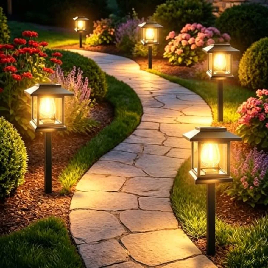 

Pack Solar Pathway Lights - High-Efficiency Polycrystalline Panels for All-Night Glow - IP65 Waterproof Outdoor Landscape Light