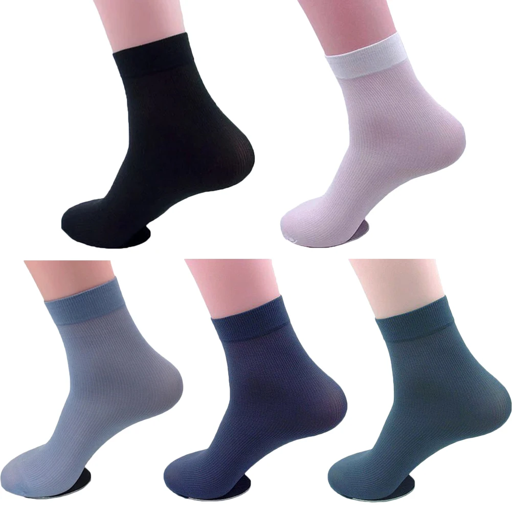 1Pair Bamboo Silk Ankle Socks Business Dress Sock Summer Thin Stripe Sports Socks No Heel Calcetines Hombre Dropshipping