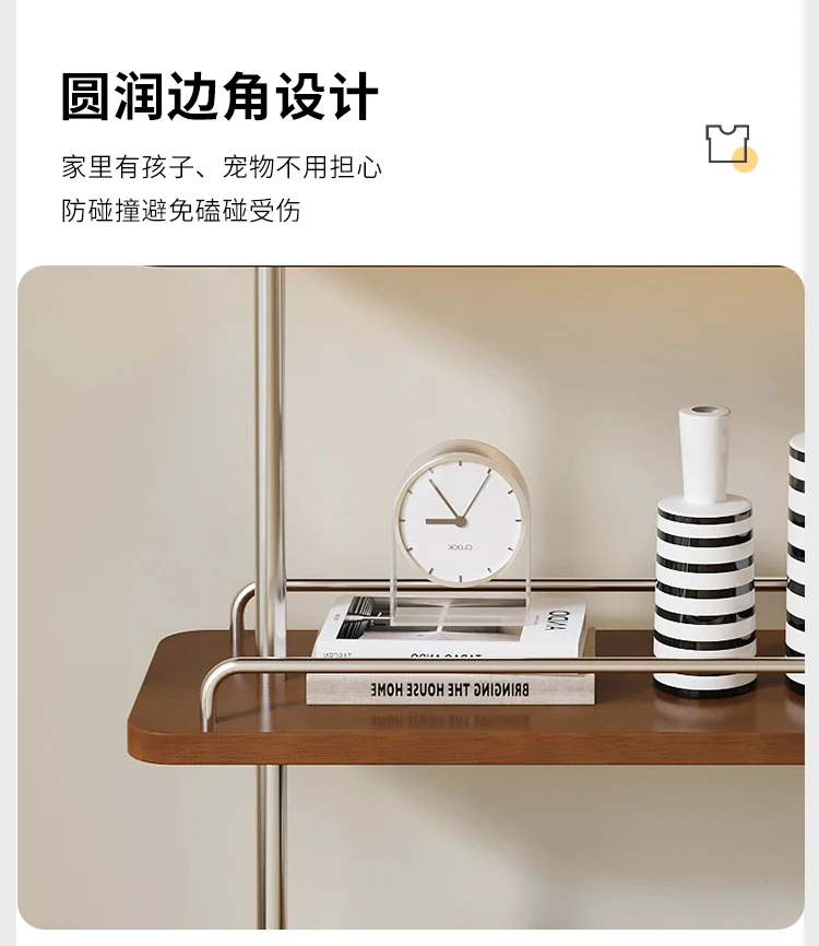 Medieval wabi-**** wind movable shelf light luxury trolley retro side storage